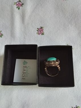 Studio Barse Gold Tone Ring with Turquoise Cabochon